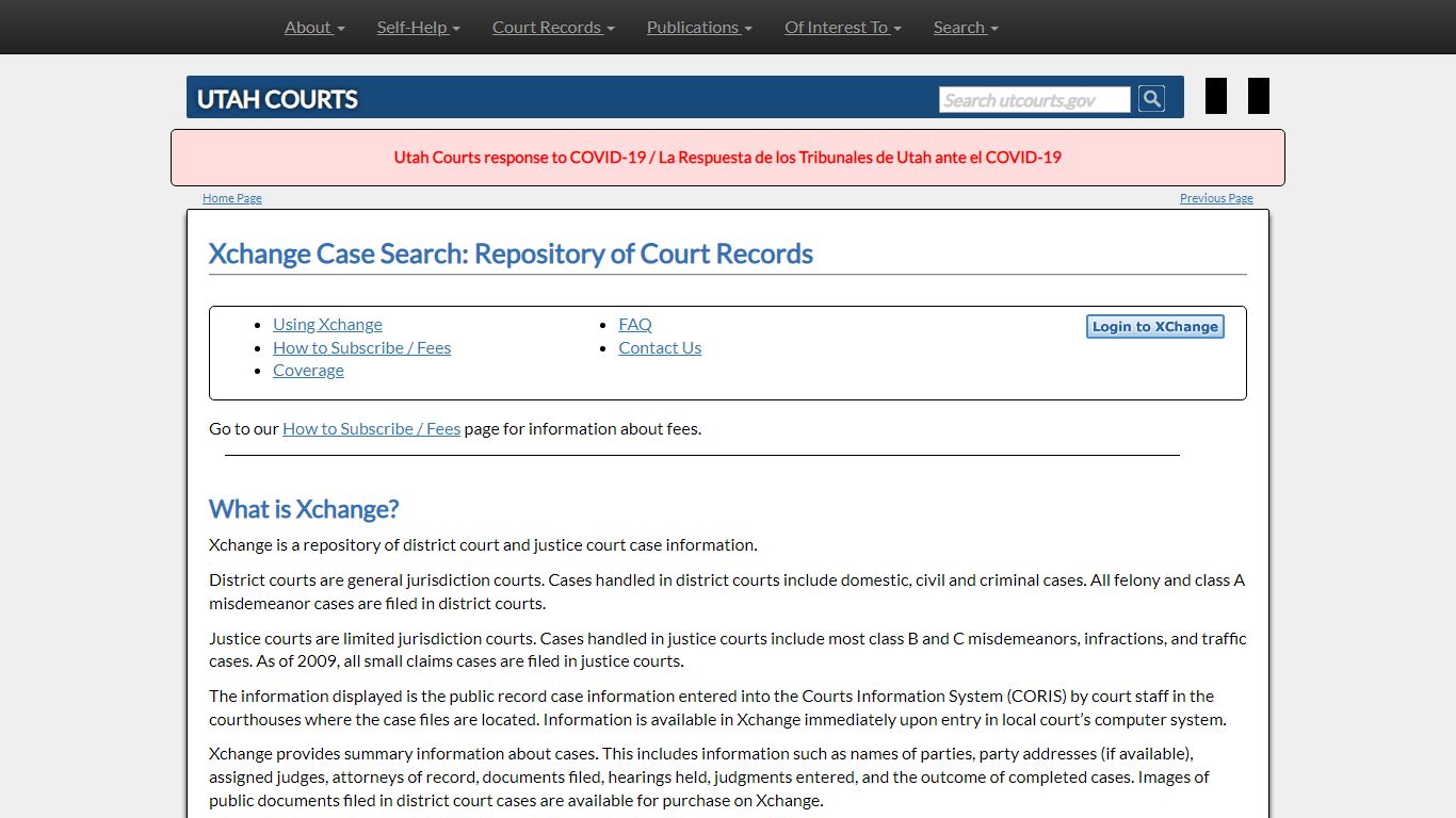 Xchange Case Search: Repository of Court Records - Utah Courts